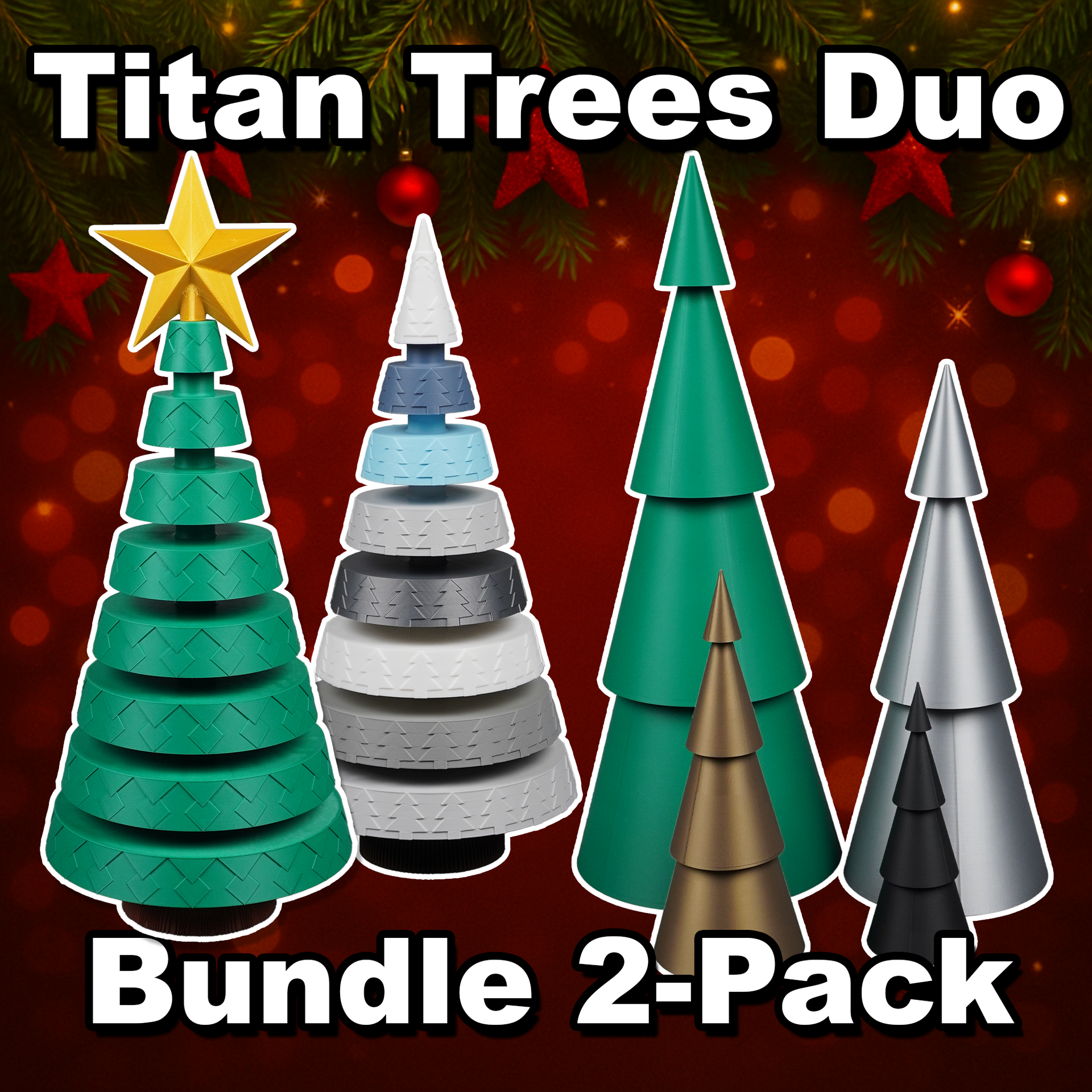 Titan Trees Duo - 3D Printable Christmas Trees | Titan3D